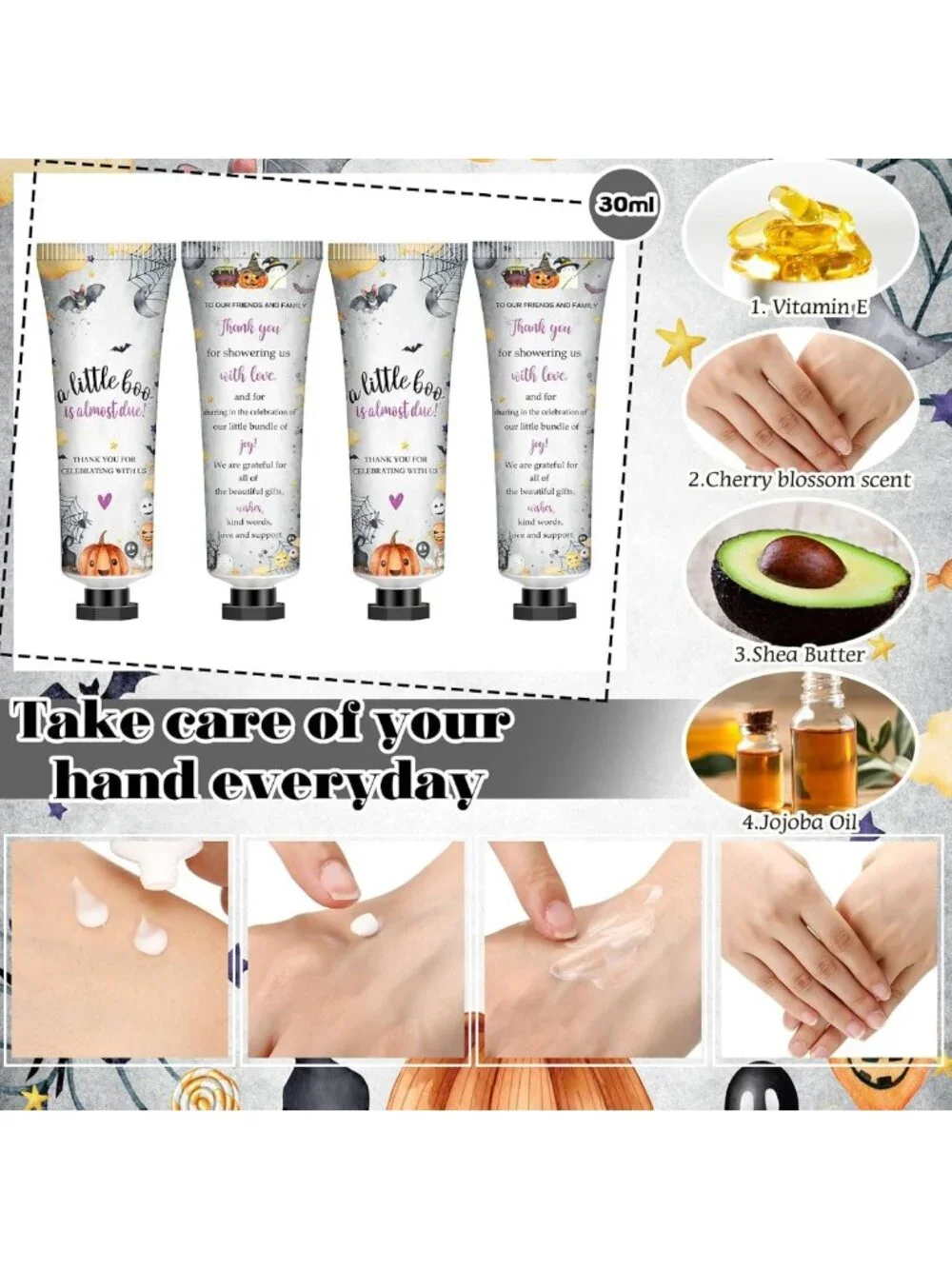 50 Sets Baby Shower Favors - Travel Size Hand Lotion & Lip Balm with Tags & Bags